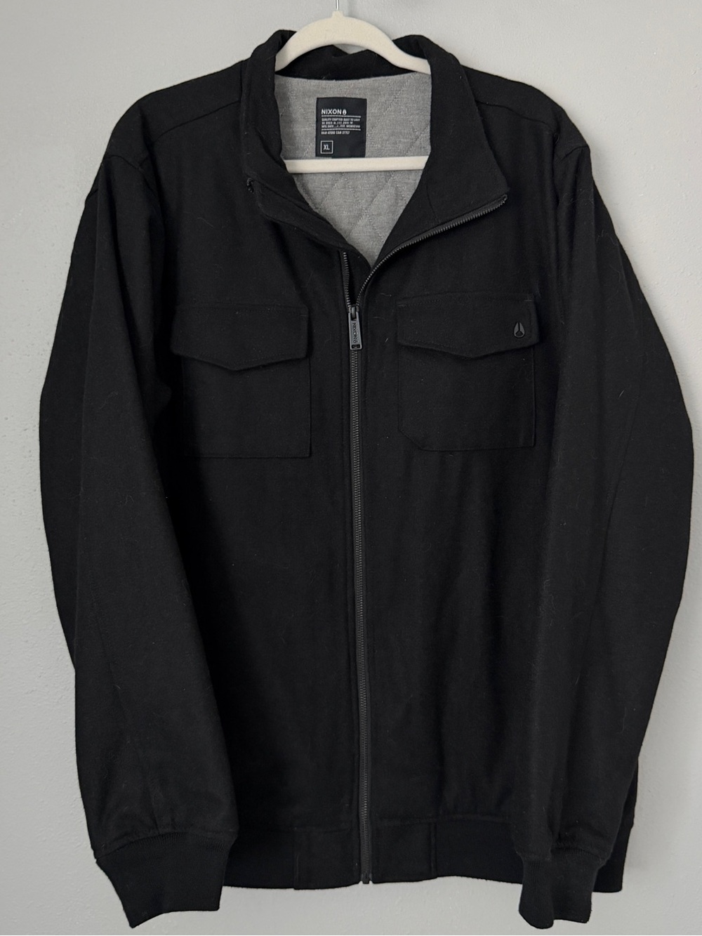 Nixon black bomber wool jacket